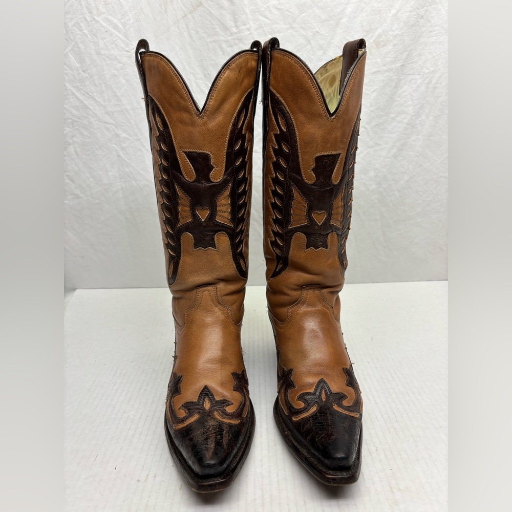 Corral Two-Tone Brown Leather Western Cowgirl Boots, SZ 6.5 M